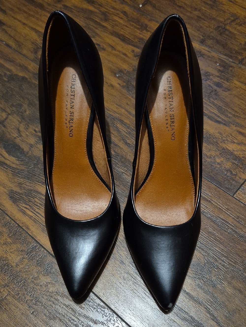 Christian Siriano Black Leather Pointed Toe Heels